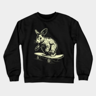 Rabbit Lover Bunny on Skateboard Crewneck Sweatshirt